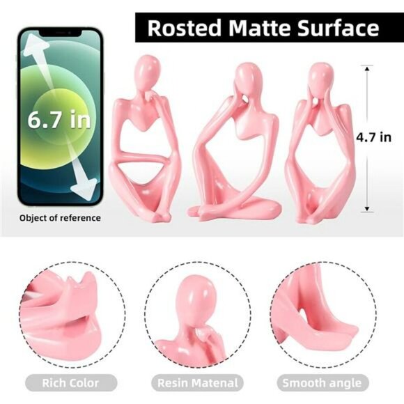 Gold Thinker Statue Abstract Resin Art Figurine Modern Shelf Home Decor - Picture 4 of 7